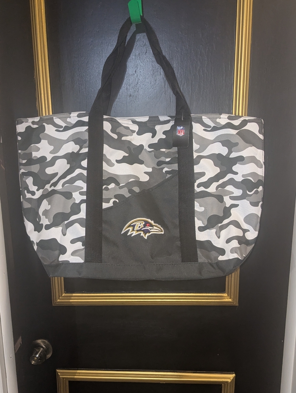 NFL Baltimore Ravens Gray Camo Duffel Tote